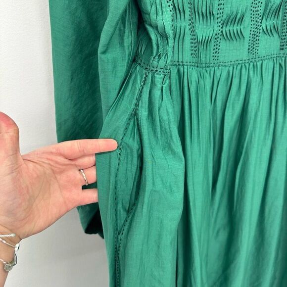 Tuckernuck Women’s Seema Kahai Green Embroidered Poplin Long Sleeve Maxi Dress - Picture 6 of 10